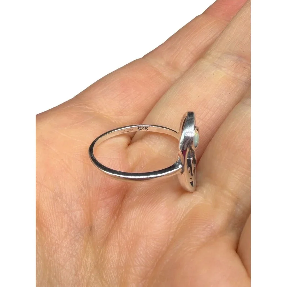 Fire Opal Cactus Ring Size 6 Solid 925 Sterling Silver Cacti Desert Scene